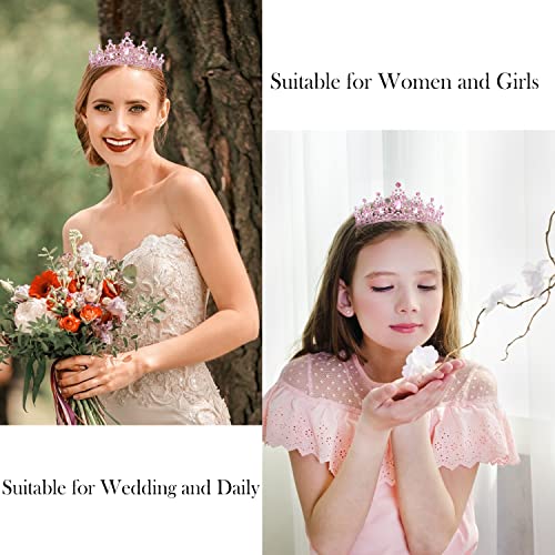 Didder Pink Crystal Tiaras for Women, Princess Crown with Comb Wedding Tiaras and Crowns for Women Tiaras for Girls Birthday Party Hair Accessories Bride Headband Bride for Prom Christmas - Image 5