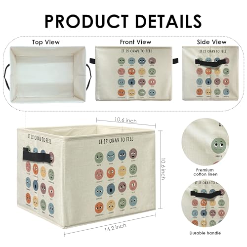 Knibeo Mental Health Fabric Storage Bins for Shelves Closet It is Okay to Feel Feelings and Emotions Chart Collapsible Cube Baskets Organizer for Clothes Books Toys - Image 3