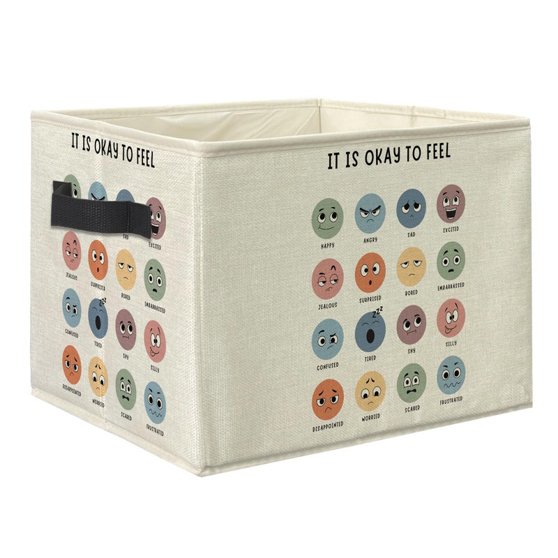 Knibeo Mental Health Fabric Storage Bins for Shelves Closet It is Okay to Feel Feelings and Emotions Chart Collapsible Cube Baskets Organizer for Clothes Books Toys - Image 2