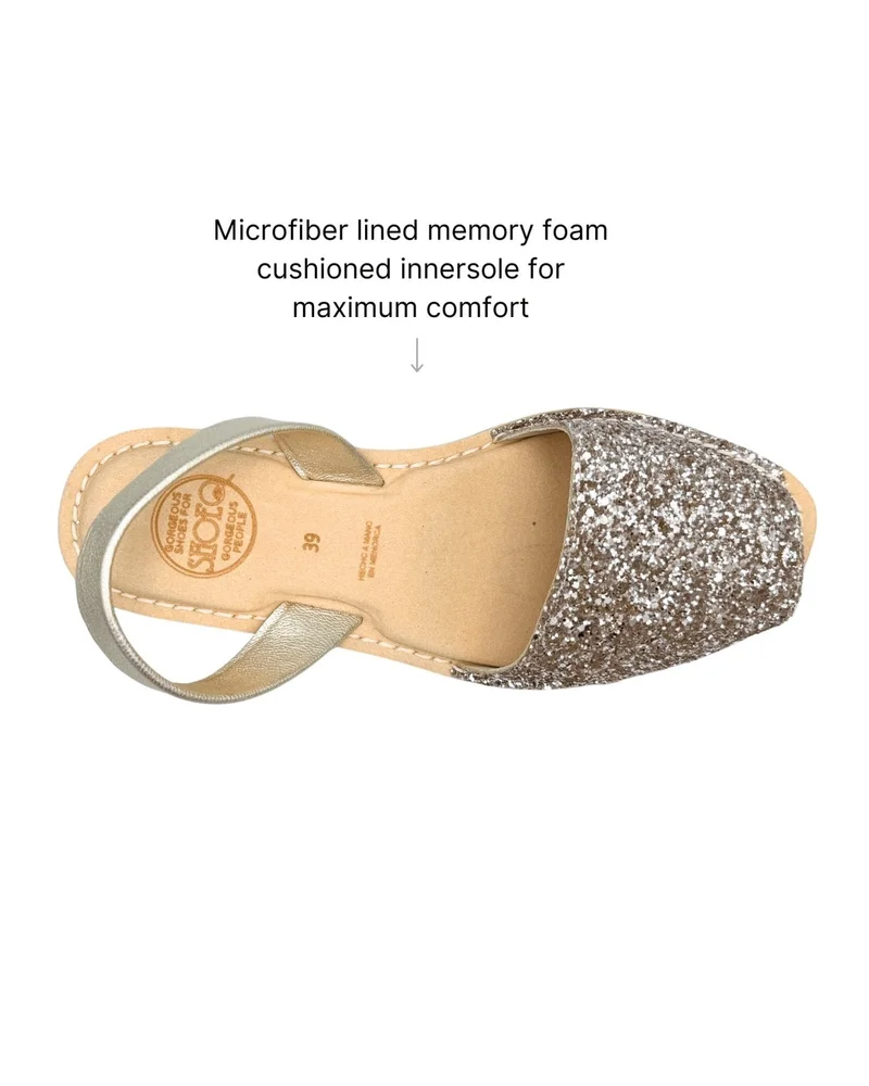 Shoeq Champagne Glitter Luxe Avarca for Women | Best Price UAE