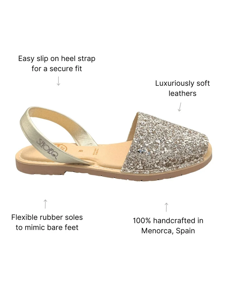 Shoeq Champagne Glitter Luxe Avarca for Women | Best Price UAE