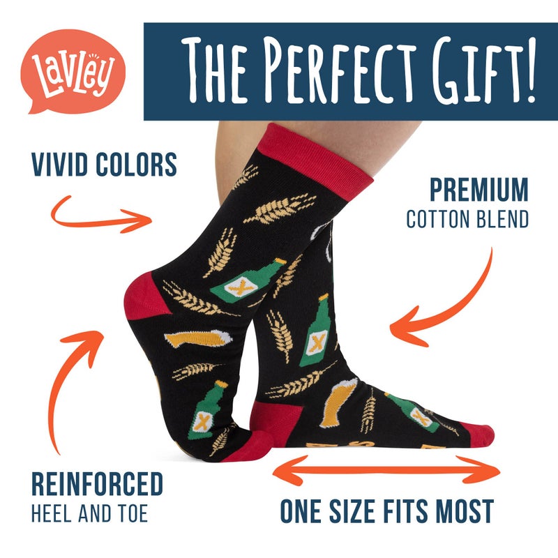 Lavley If You Can Read This Bring Me Beer Socks â€“ Comical Pair for Adults, US Size 6-12 â€“ Perfect for Beer Fans and Brewers - Image 2