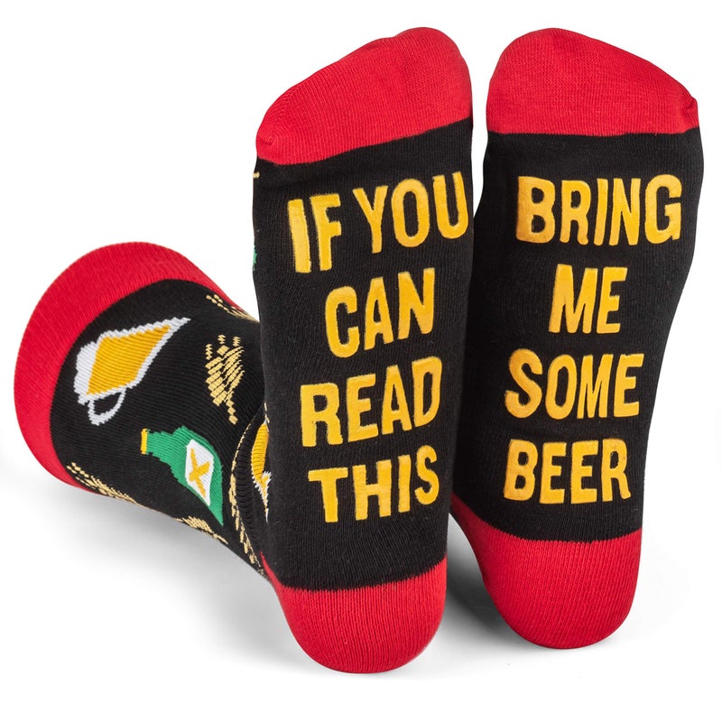 Lavley If You Can Read This Bring Me Beer Socks â€“ Comical Pair for Adults, US Size 6-12 â€“ Perfect for Beer Fans and Brewers - Image 1