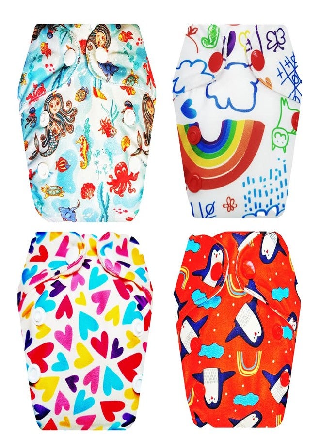 Dumbledo Premium Newborn Cloth Diaper with Integrated Insert (Pack of 4) | Snug Fit | Leakproof | Adjustable Snaps | Ideal for Toddlers | 0 - 4 Months | Unisex Baby - Image 1