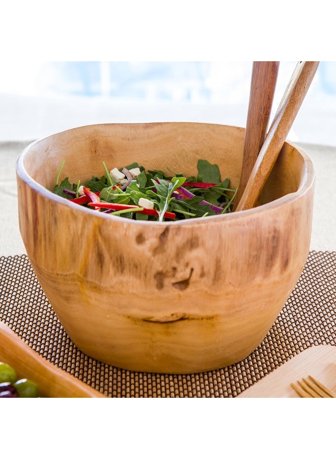 Restaurantware Nature Tek 9.75 Inch Rustic Serving Bowl, 1 Handmade Decorative Salad Bowl - Shatter-Proof, Scratch-Resistant, Natural Wood Rustic Bowl, Sustainable, For Fruit And Appetizers - Image 3