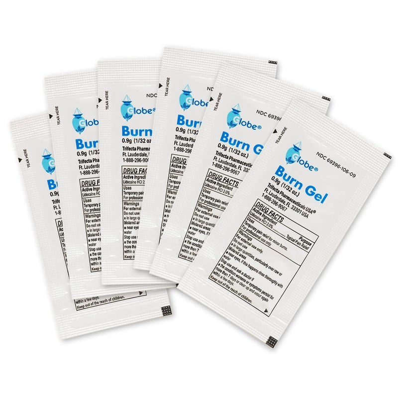 Globe First Aid Burn Gel with Aloe 0.9g Packets, (Box of 144) Advanced First Aid Gel for Temporary Relief of Minor Burns, Cuts, and Scrapes - Image 2