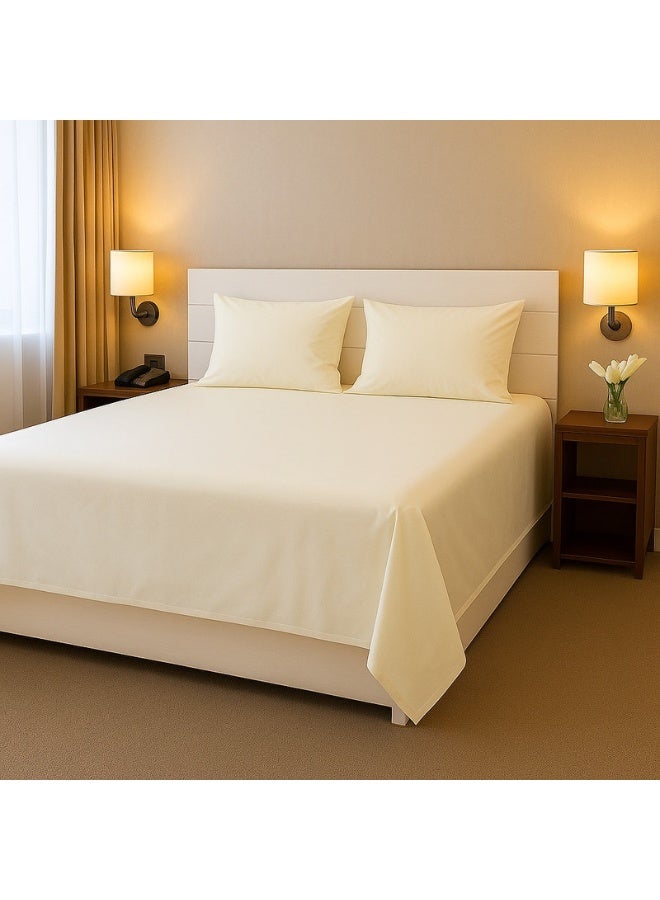 Princess 3-Piece Bedding Sheets With Pillowcases cotton_blend Cream 240 x 260cm - Image 2
