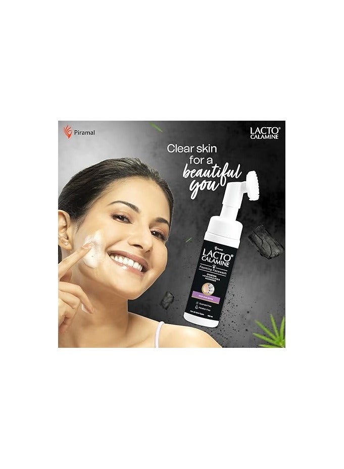 Lacto Calamine Charcoal Foaming Face wash Deep skin Detox Cleanse skin impurities With Built in foaming Brush Sulphate free Face wash - Image 4