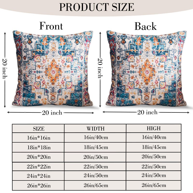 BUAEL Boho Throw Pillow Covers 20x20 inch Set of 2,Boho Vintage Carpet Pattern Antique Ethnic Decor Double Sided Pattern Cushion Cover Soft Pillow Case Living Sofa Room Bed Square Pillow Cover - Image 2