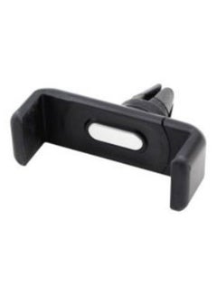Black mobile phone holder inside the car with air conditioning vents and can be rotated up to 360 degrees