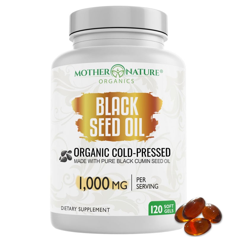 Organic High Potency Turkish Black Seed Oil Capsules Cold Pressed High TQ 2 Month Supply NonGMO Black Cumin Nigella Sativa Oil for Immune Support Joint Digestive Beauty 1000mg Dose 120ct