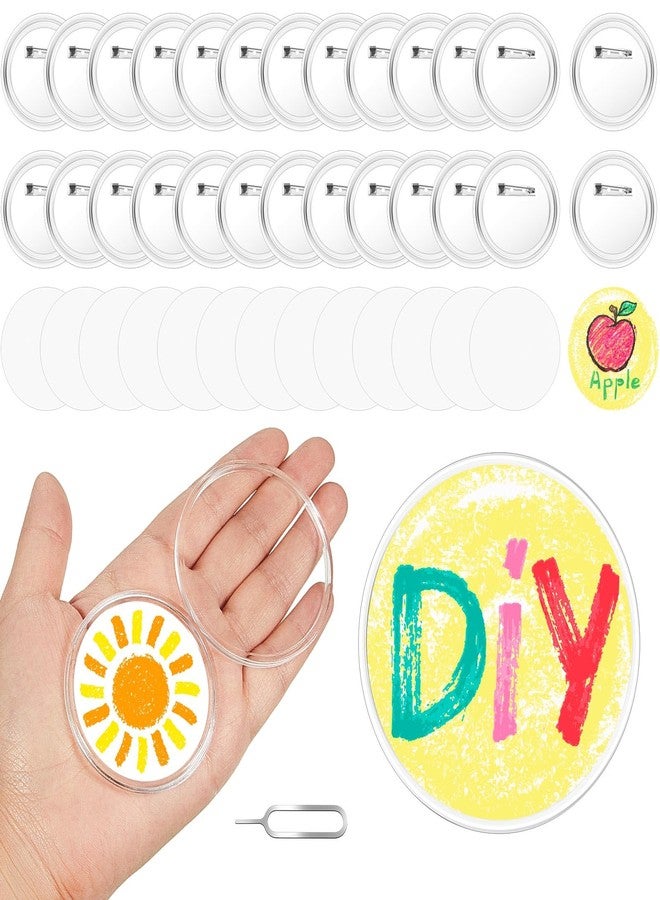 XunYee صانع الأزرار الشفافة XunYee 25 مجموعة دبابيس أكريليك فارغة بكميات كبيرة لصنع شارات الصور DIY، هدايا حفلات الهالوين، الحرف، الأزياء والهدايا مع دبوس، ورق فارغ وأداة إزالة البطاقة (2.28 بوصة) - Image 1
