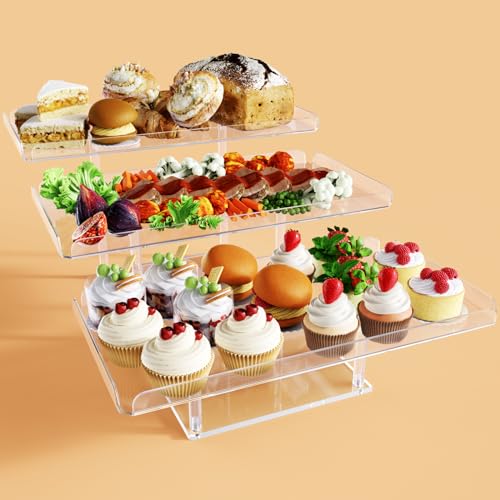 Bakzon Upgraded Dessert Table Display Set, Acrylic Cupcake Buffet Dessert Risers Stands, Tier Serving Trays Holder for Weddings Baby Shower Tea Party - Image 1