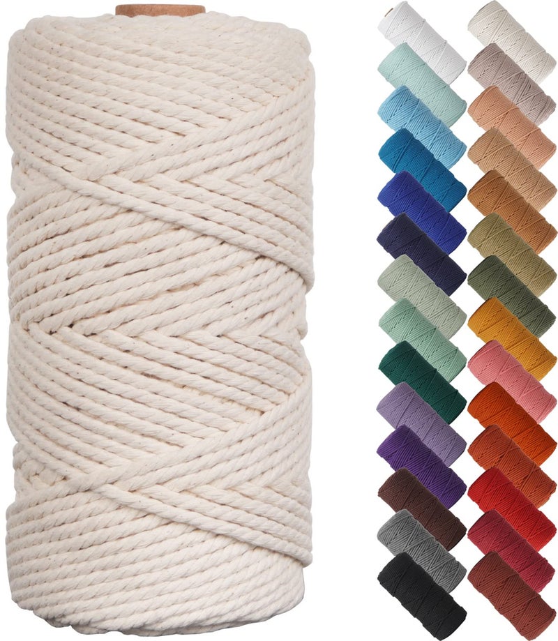 NOANTA Natural Macrame Cord 3mm x 109Yards, Beige Macrame Rope, Cotton Cord for Wall Hanging, Plant Hangers, Christmas Crafts, Knitting - Image 1