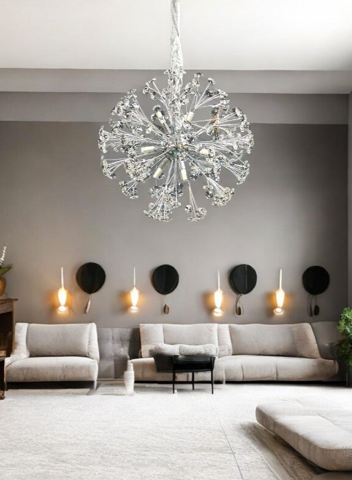 Visionary High-Quality Clear Crystal Chrome Living Room Bedroom Hotel Restaurant Decorative Crystal Chandelier Pendant Light - Image 1