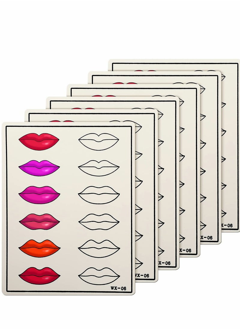 Excefore Lip Practice Skin, 6 Sheets Microblading Skin Fake Skins Silicone Makeup Supplies  - Image 1