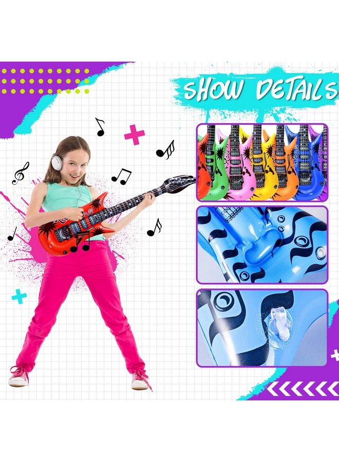 Max Fun Inflatable Rock Star Toy Set 48Pcs Inflatable Party Props For Kids 80S 90S Party Decorations Inflatable Guitars Inflate Rock Band Assortment Party Favors (Random Color) - Image 4