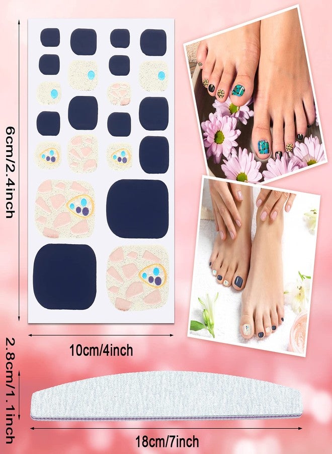 Maitys 264 Pieces 12 Sheets Toe Nail Stickers Self Adhesive Full Nail Wraps Toenail Art Polish Stickers Strips Manicure Accessories Glitter Decals with 1 PC File for Women Girls(Minimalist Style) - Image 4