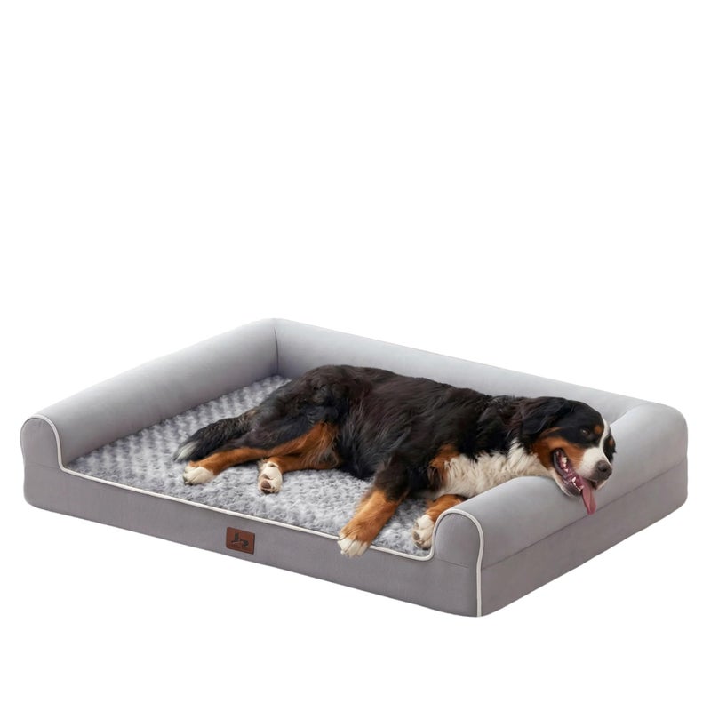 Warmrest Large Dog Beds Large Sized Dogs 45x35x7 Inch, Orthopedic XXL XL Dog Bed for Medium Size Dogs, Big Waterproof Couch Sofa with Removable Washable Cover for Pet, Light Grey - Image 1