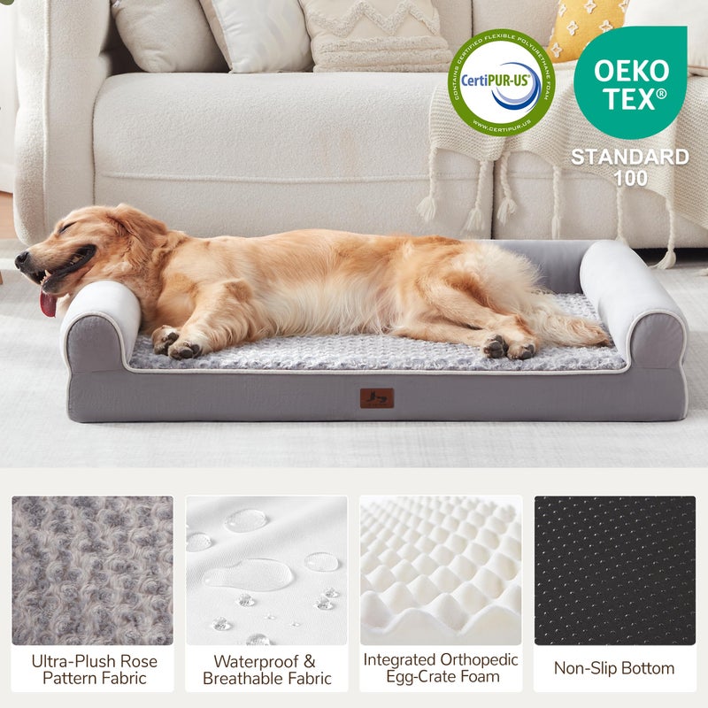 Warmrest Large Dog Beds Large Sized Dogs 45x35x7 Inch, Orthopedic XXL XL Dog Bed for Medium Size Dogs, Big Waterproof Couch Sofa with Removable Washable Cover for Pet, Light Grey - Image 4