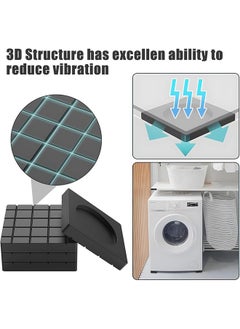 Generic 4 Pieces Washing Machine Anti-Vibration Pads, Shock Absorption Non-Slip Grip Feet Pads, Black Rubber Anti-Vibration Pads for Washing Machines and Dryers, Washing Machine Feet Pads  - Image 2