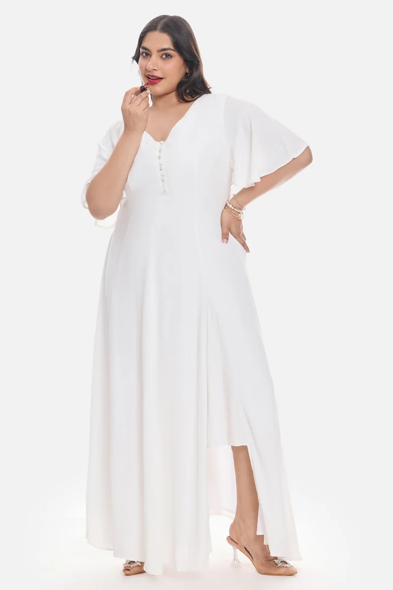 Virgio Solid Viscose Maxi Plus Size Dress With Side Slit for Women