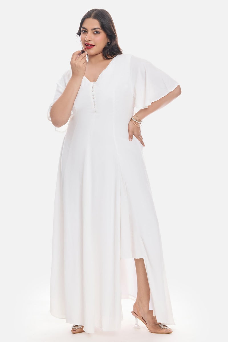 Virgio Solid Viscose Maxi Plus Size Dress With Side Slit for Women - Image 1