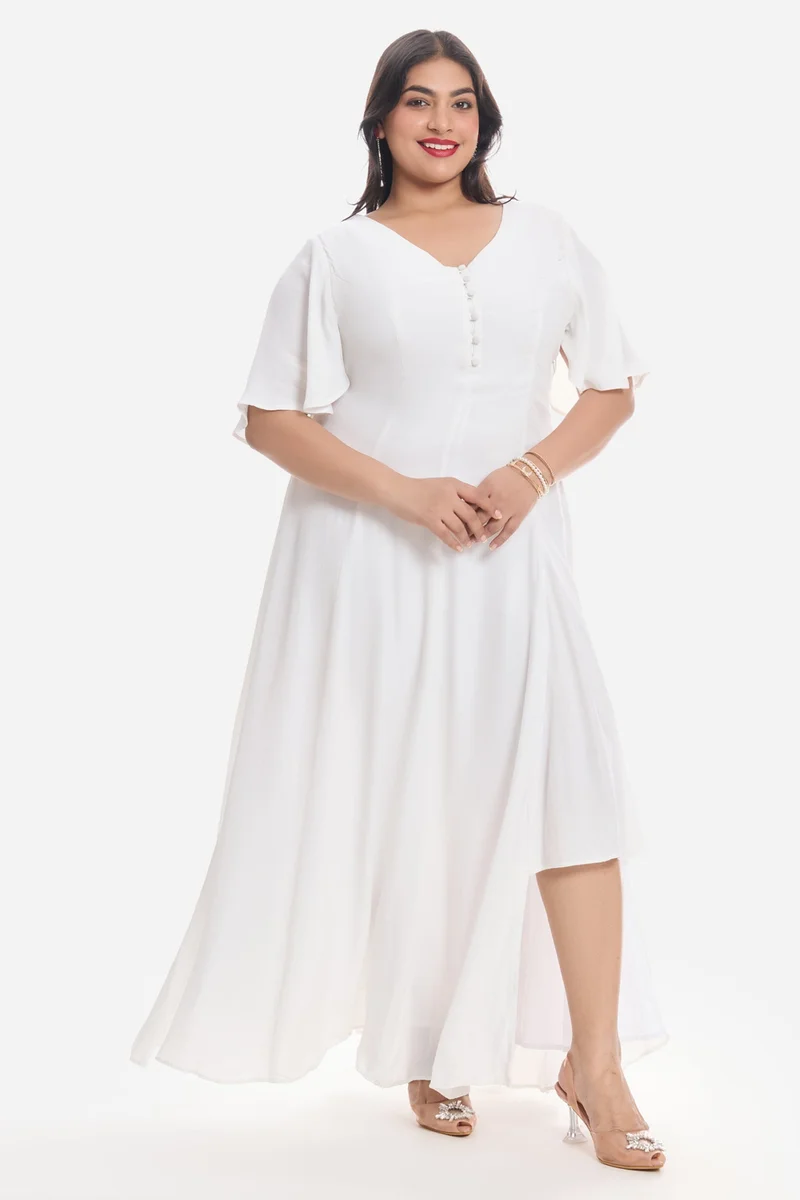 Virgio Solid Viscose Maxi Plus Size Dress With Side Slit for Women