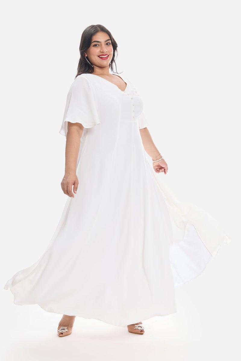 Virgio Solid Viscose Maxi Plus Size Dress With Side Slit for Women - Image 4