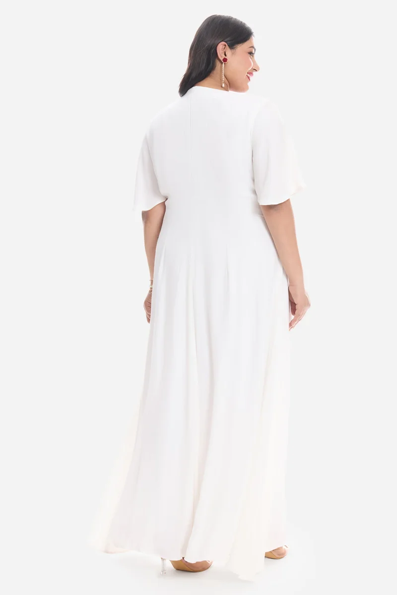 Virgio White Solid Viscose Maxi Plus Size Dress With Side Slit for Women for Women | Best Price UAE
