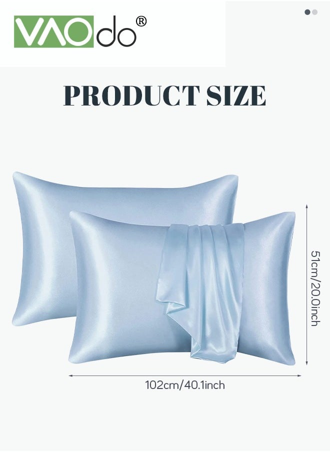 VAOdo 2PCS Satin Pillowcases for Hair and Skin Super Soft and Cooling Similar to Silk Pillow Cases 2 Pack with Envelope Closure Gift for Women Men  - Image 3