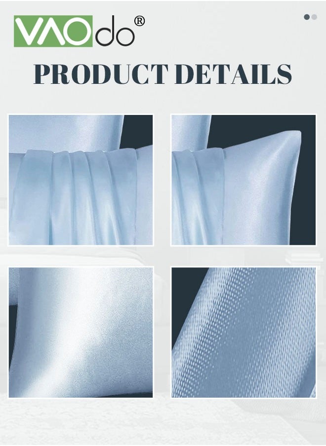 VAOdo 2PCS Satin Pillowcases for Hair and Skin Super Soft and Cooling Similar to Silk Pillow Cases 2 Pack with Envelope Closure Gift for Women Men  - Image 5