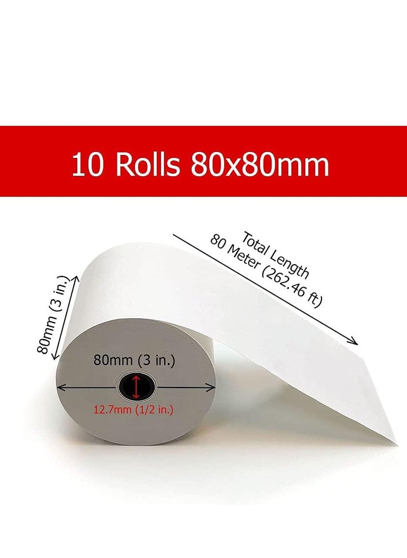 Terabyte Receipt Thermal POS Paper Roll 80mm, Bill Paper Receipt Roll 80 METERS Guaranteed Length, Thermal Receipt Cash Register Paper Roll for OSCAR EPOS E-POS Epson Star Fujitsu Sewoo POS Printers (10)  - Image 3
