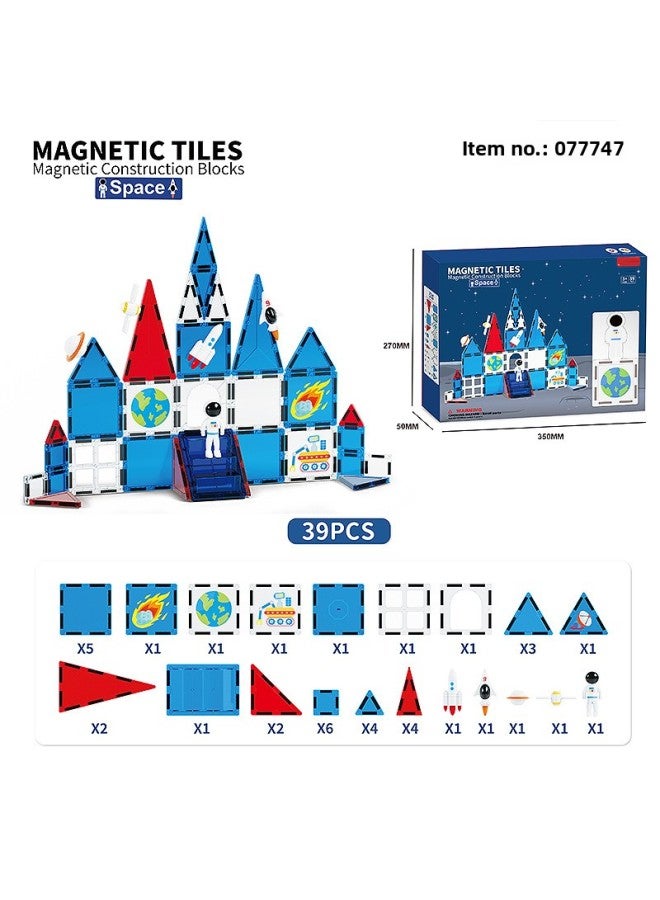 Colorful Parent-child DIY Collage Magnetic Film Children's Interactive Early Education Magnetic Building Blocks Educational Toys Wholesale-Specifications:077747-space Series Color Window Magnetic Sheets/39pcs  - Image 1