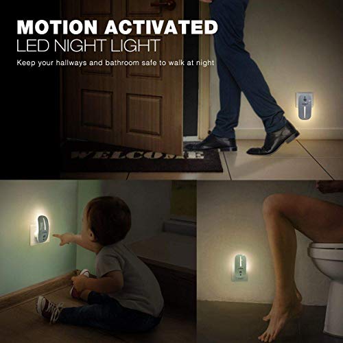 Sensky Motion Sensor Night Light Eye Friendly Front Low Light and Bright Back Light Design Night Lights for Bathroom Hallway (Warm White) - Image 3