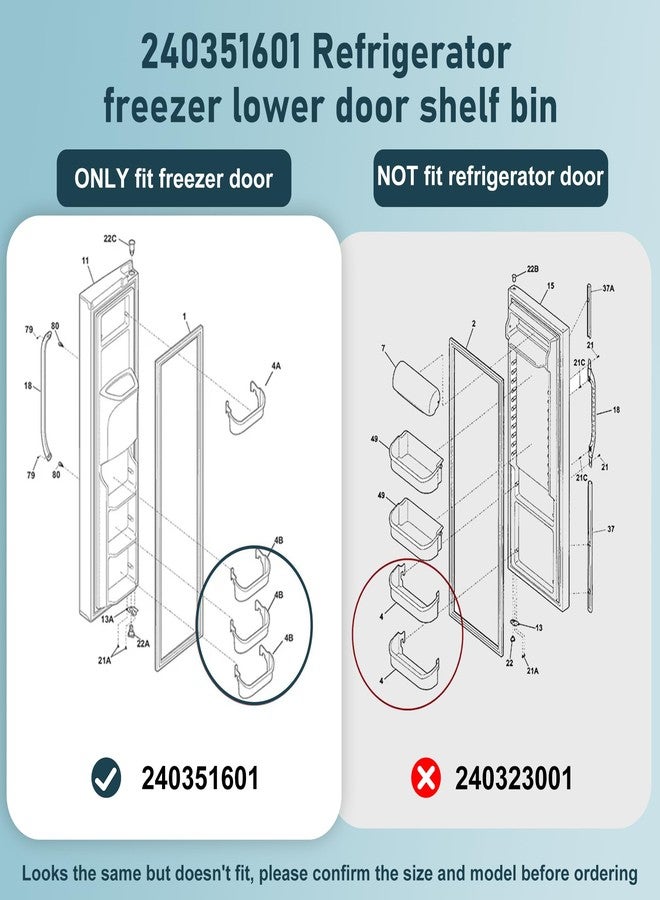 Fetechmate UPGRADE 240351601 Refrigerator Freezer Door Bin Side Shelf for frigidaire Refrigerator Door Shelf Bin,Size 10.5" x 5" x 3", 2 PACK - Image 2
