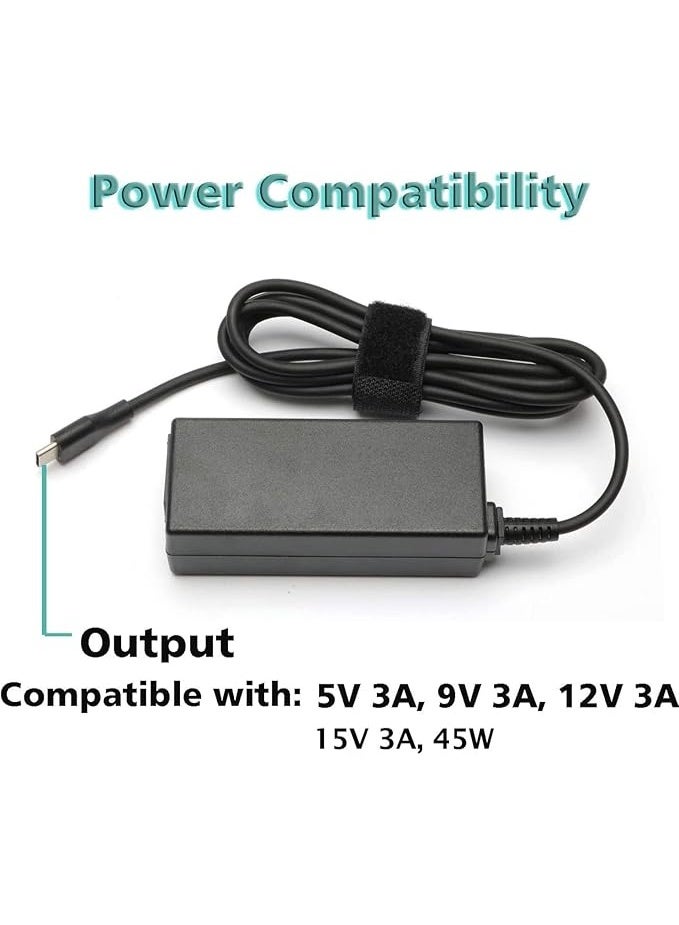 Terabyte 45W USB-C L42206-001 AC Adapter Laptop Charger Compatible for HP Chromebook 14 14A G5 14-ca061dx 14-ca020nr 14-ca060nr 14-ca043cl 14-ca052wm 14-ca051wm X360 11A 11 G6 EE 11 G1 11-ae051wm(5V 3A) - Image 3