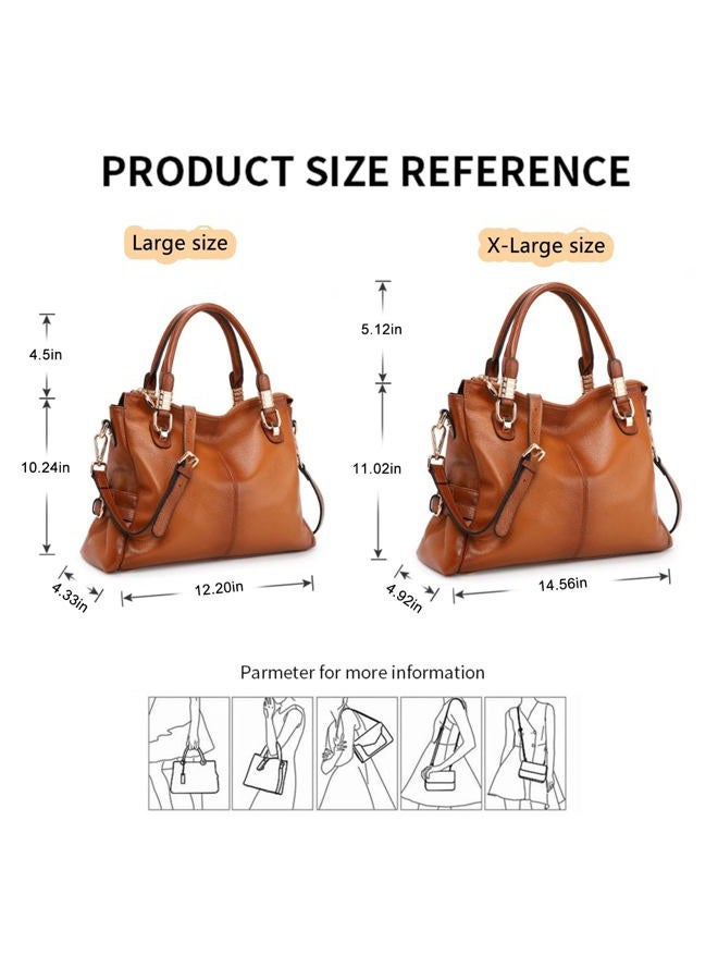Kattee Women's Urban Style Genuine Leather Tote Satchel Shoulder Handbag Brown - Image 4