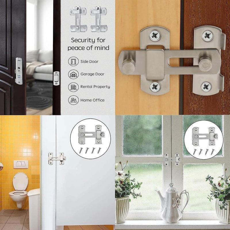 Bindex Latch Lock Gate Latches Heavy Duty Door StopperDoor Lock Latch for Home and Office Doors Stainless Steel Bar Latch Safety Door Lock for Barn Bathroom Garage Window Sliding Door - Image 4