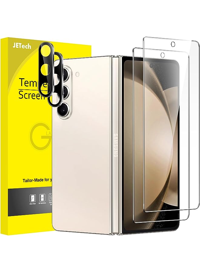Jetech Front Screen Protector for Samsung Galaxy Z Fold 5 with Camera Lens Protector, 9H Tempered Glass Film, Anti-Scratch, HD Clear, 2-Pack Each - Image 1