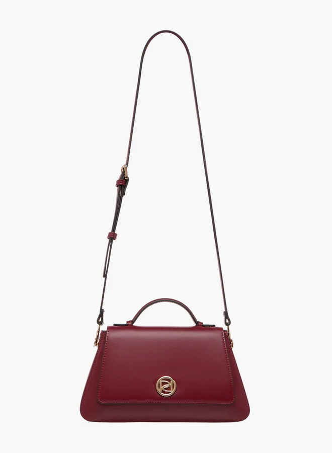 Paprika Solid Satchel Bag with Button Closure