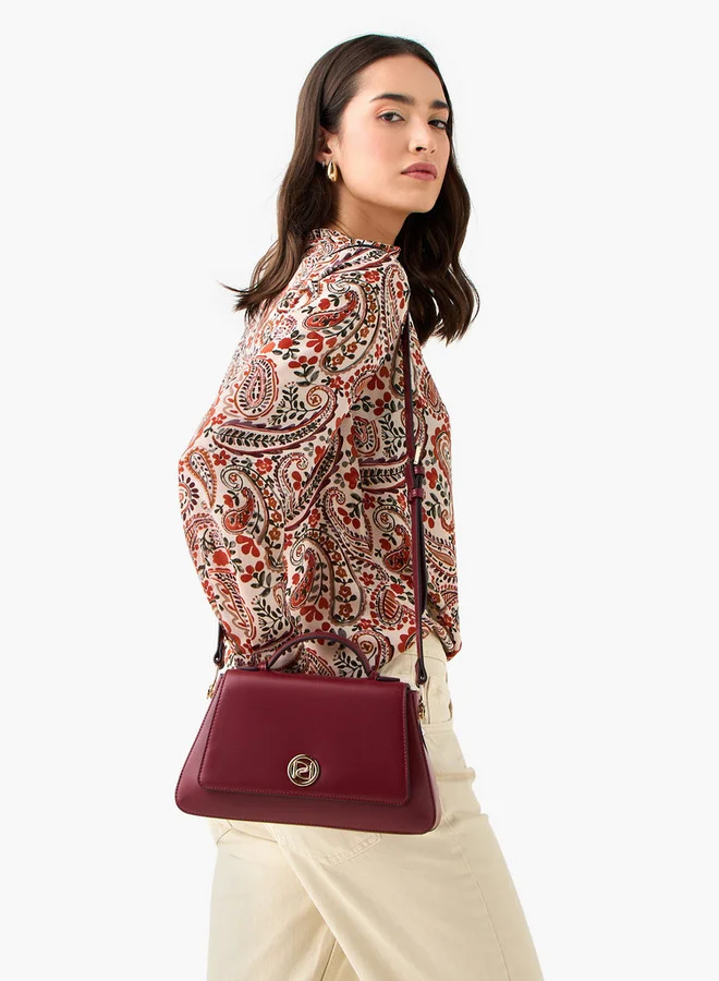 بابريكا Solid Satchel Bag with Button Closure