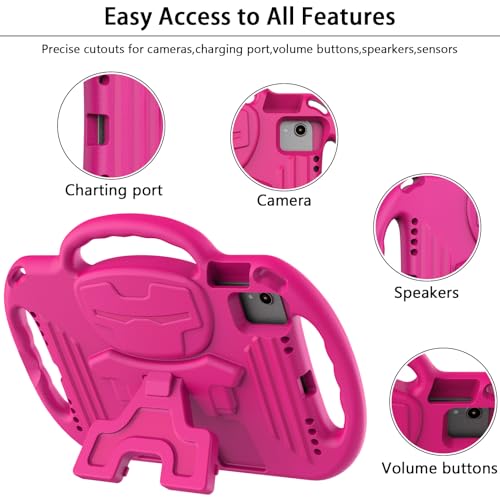 LTROP Kids Case for iPad 11th Generation (A16) 2025 / 10th Generation(10.9 Inch, 2022) with Shoulder Strap, Durable Light Weight Handle Stand Child-Proof Bumper Case for iPad 11th/10th Gen, Hot Pink - Image 5