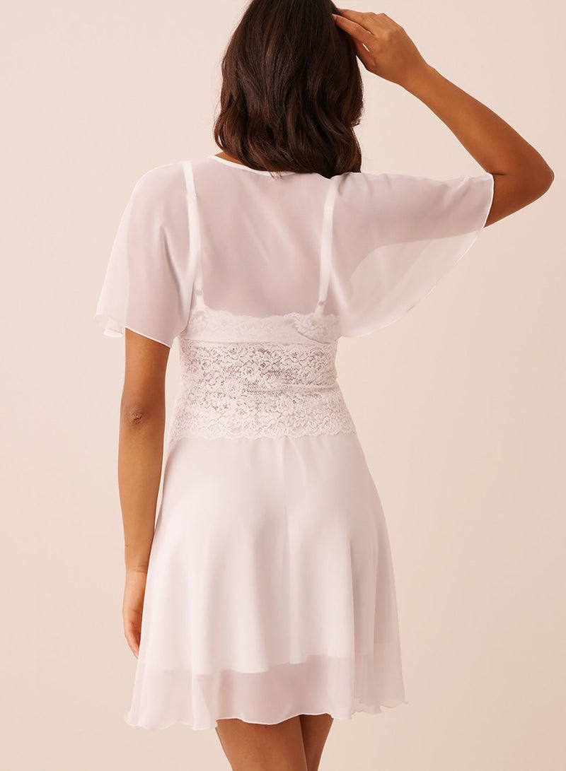 La Vie en Rose Chiffon and Lace Open Front Nightie - Image 2