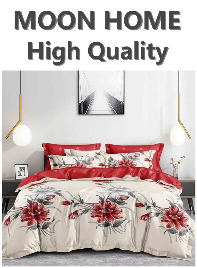 طقم أغطية لحاف فاخر مكون من 6 قطع - مقاسات كينغ / كوين / مفرد - يشمل غطاء لحاف، شريحة ملائمة و 4 أغطية وسائد - بياضات أنيقة ومريحة