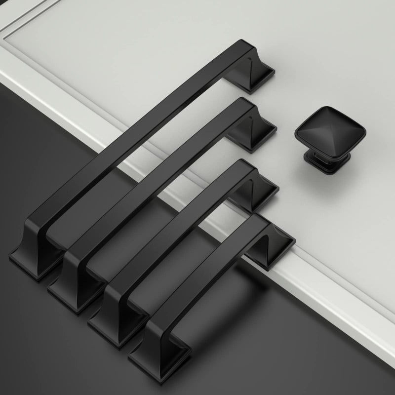Amerdeco 10 Pack Matte Black 3-3/4 Inch(96mm) Hole Centers Kitchen Cabinet Pulls Hardware Kitchen Handles for Cabinets Cupboard Handles Drawer Pulls - Image 2