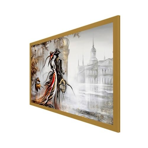 DEKORSTATION Romantic Couple Wall Art | Romantic Painting for Bedroom | Modern Art Wall Painting | Canvas Painting for Wall Decoration | Size: 12x24 Inch (FF_69DS) - Image 3
