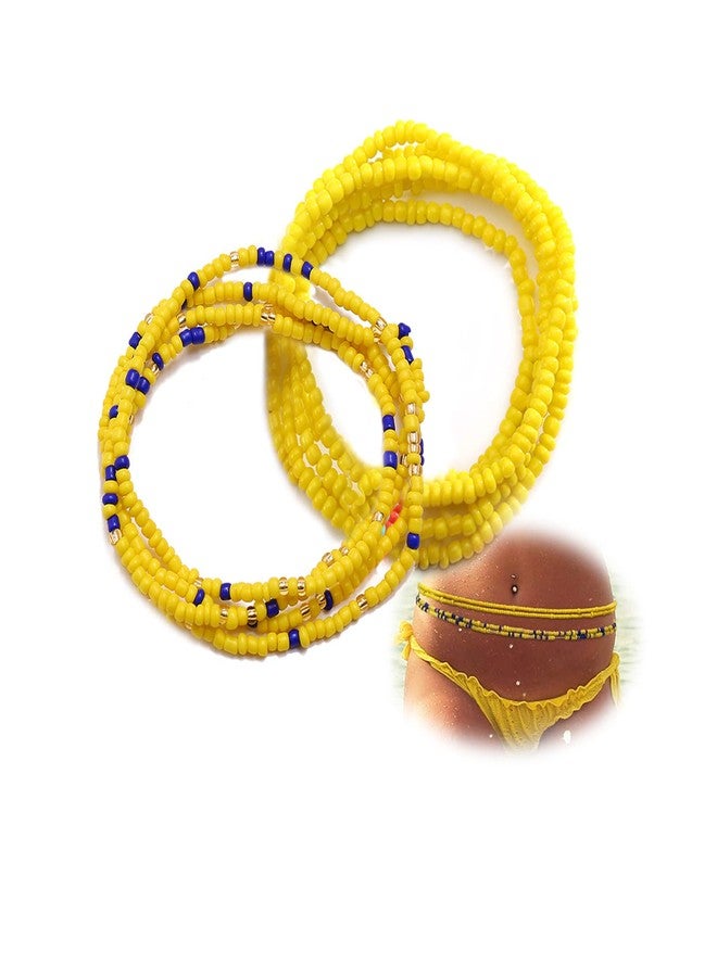 Waist Beaded Chain for Women Bikini Jewelry, Boho Style Colorful Beads Stackable Belly Chain for Summer Beach Trip Body Jewelry (Yellow)