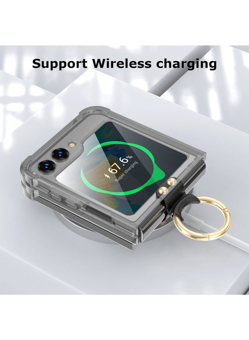 SOLARAE Anti-Fall Shockproof Protective Phone Cover Case, Designed for Samsung Galaxy Z Flip 5 Case Clear with Ring, Compatible with Galaxy Z Flip 5 Case 5 G 2023 (Black) - Image 5