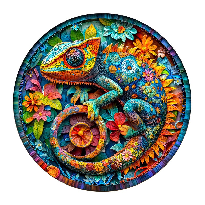 Jigfoxy Wooden Puzzles for Adults Paper Chameleon Wood Puzzle for Adults Unique AnimalShaped Wooden Jigsaw Puzzle Christmas Thanksgiving Gifts for Family and Friends S85 85in100pcs - Image 3